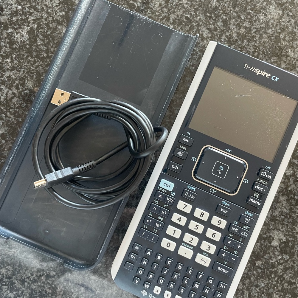 TI-Nspire CX Graphing Calculator with Cable and Cover - Black and White